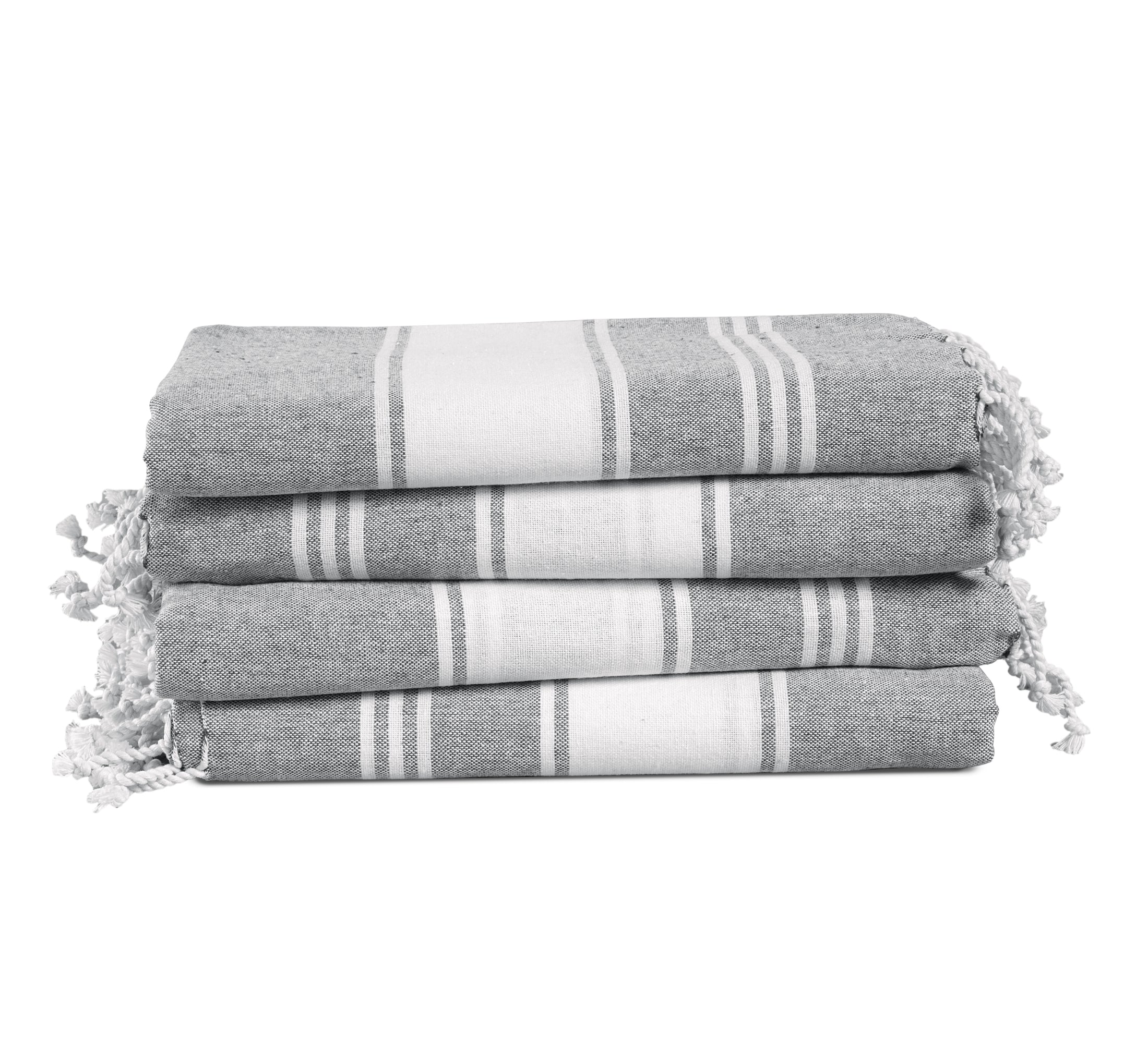 Set of 4 Chambray Turkish Beach Towels - Alloy